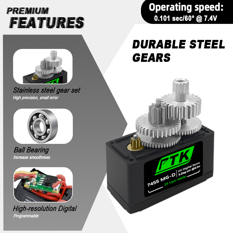 Servo Digital PTK 7455MG-D 12g - Rc Car Servo avaliação e preço