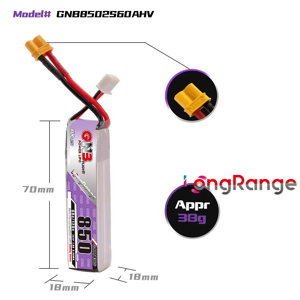 GAONENG GNB LiPo Bateria 850mA - Drone Rc Link avaliação e preço