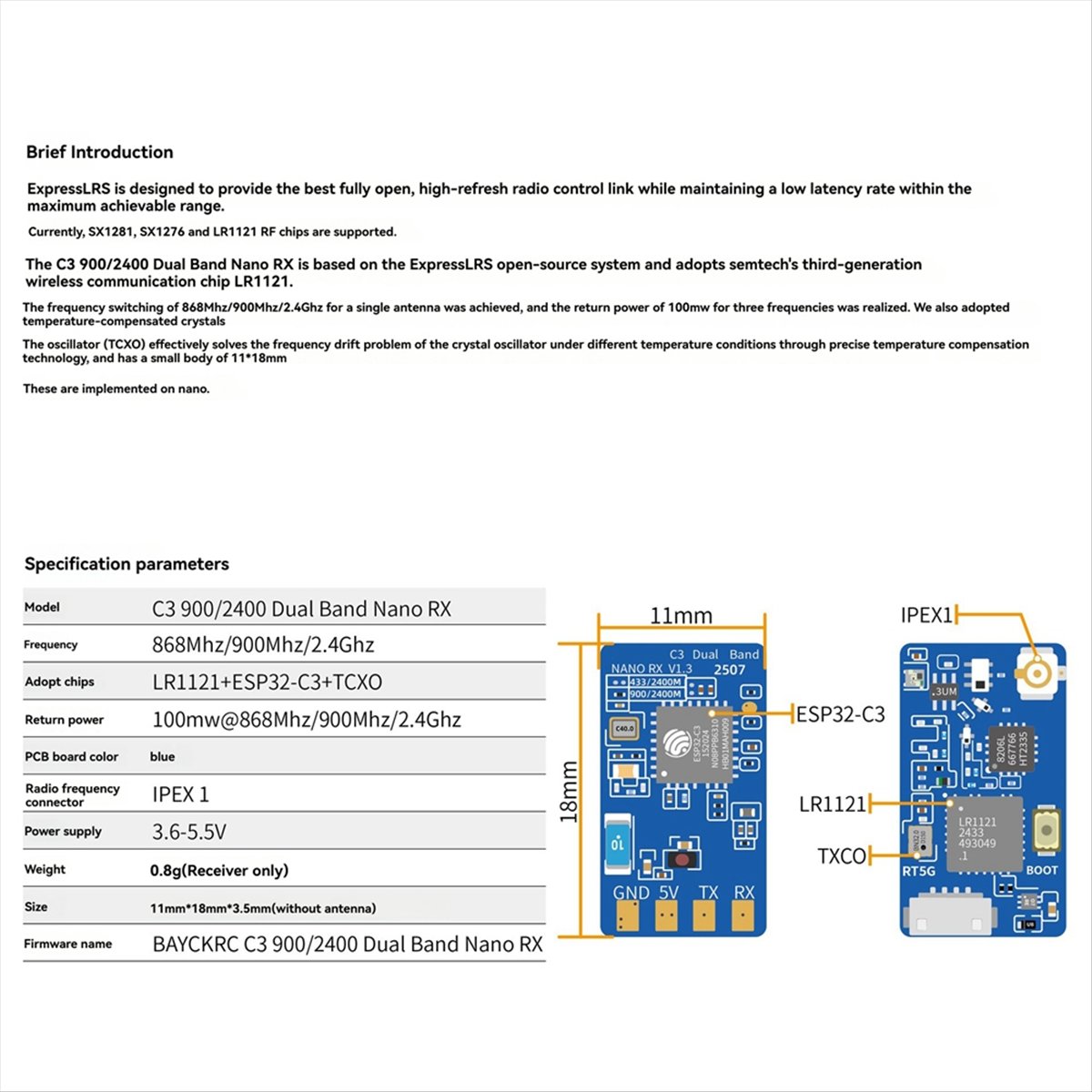 Receptor Nano ELRS de Banda Du - Drone Rc Frequency avaliação e preço